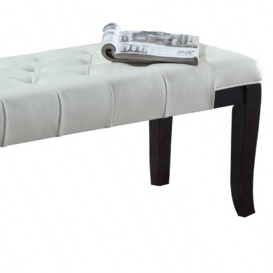 Linon Tufted, Faux Leather, White