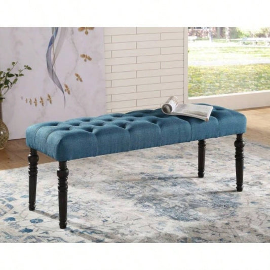 Fabric Tufted Turned Leg Dining, Blue
