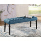 Fabric Tufted Turned Leg Dining, Blue