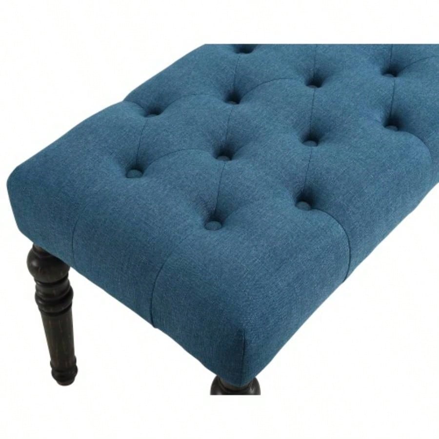 Fabric Tufted Turned Leg Dining, Blue