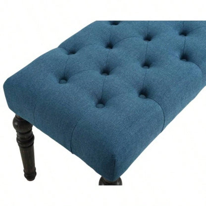 Fabric Tufted Turned Leg Dining, Blue