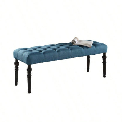 Fabric Tufted Turned Leg Dining, Blue