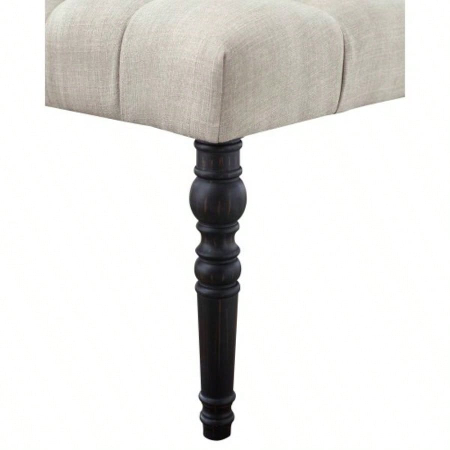 Fabric Tufted Turned Leg Dining, Tan