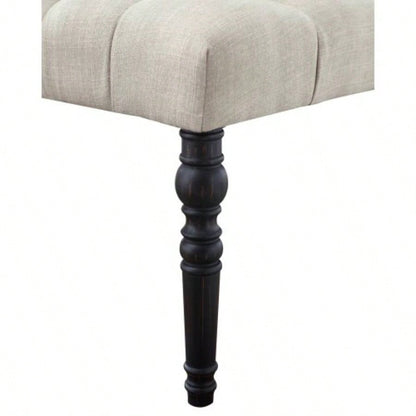 Fabric Tufted Turned Leg Dining, Tan