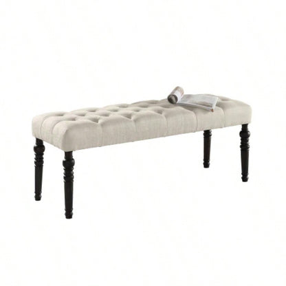 Fabric Tufted Turned Leg Dining, Tan