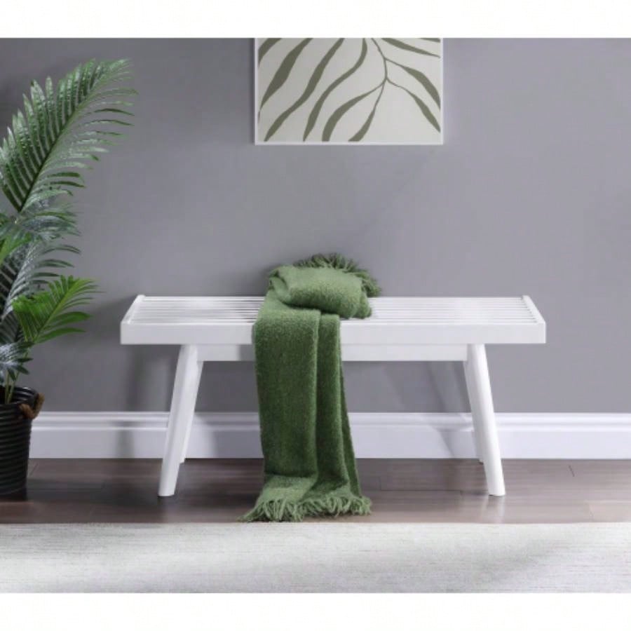 Larwich Solid Wood Slatted, 41.30 - Inch Long, White