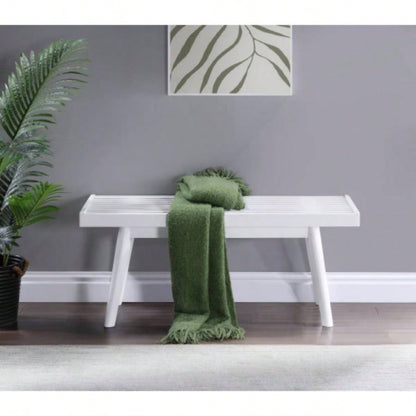 Larwich Solid Wood Slatted, 41.30 - Inch Long, White