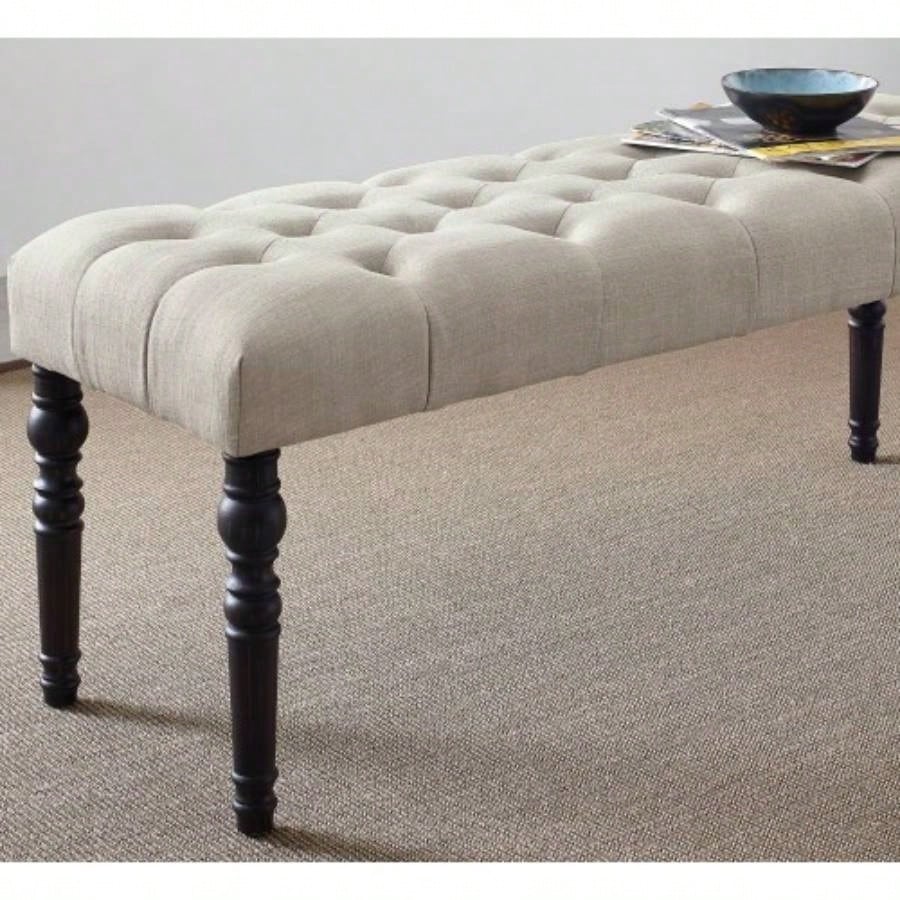 Fabric Tufted Turned Leg Dining, Tan