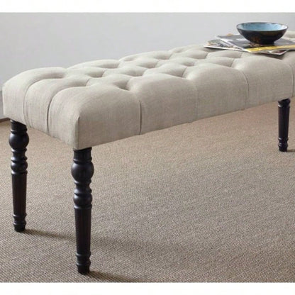Fabric Tufted Turned Leg Dining, Tan