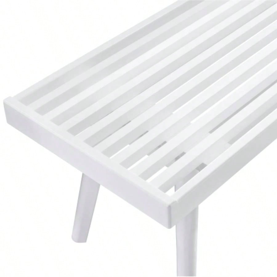 Larwich Solid Wood Slatted, 41.30 - Inch Long, White