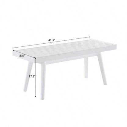 Larwich Solid Wood Slatted, 41.30 - Inch Long, White