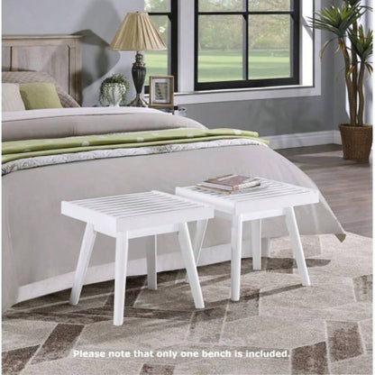 Larwich Solid Wood Slatted, 19 - Inch Long, White