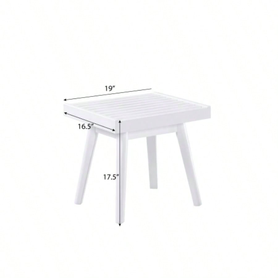 Larwich Solid Wood Slatted, 19 - Inch Long, White