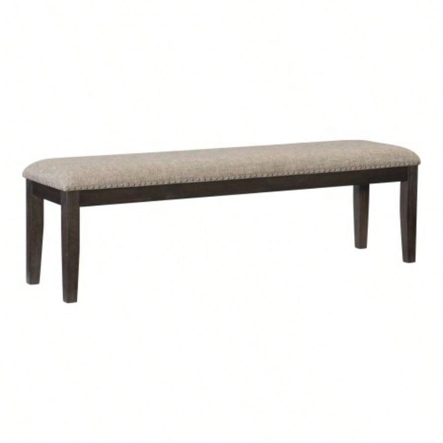 Traditional Style Wood Framed 1pc Upholstered Naihead Trim Wire Brushed Rustic Brown Dining Room Furniture