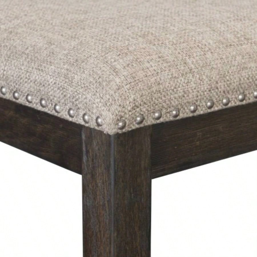 Traditional Style Wood Framed 1pc Upholstered Naihead Trim Wire Brushed Rustic Brown Dining Room Furniture