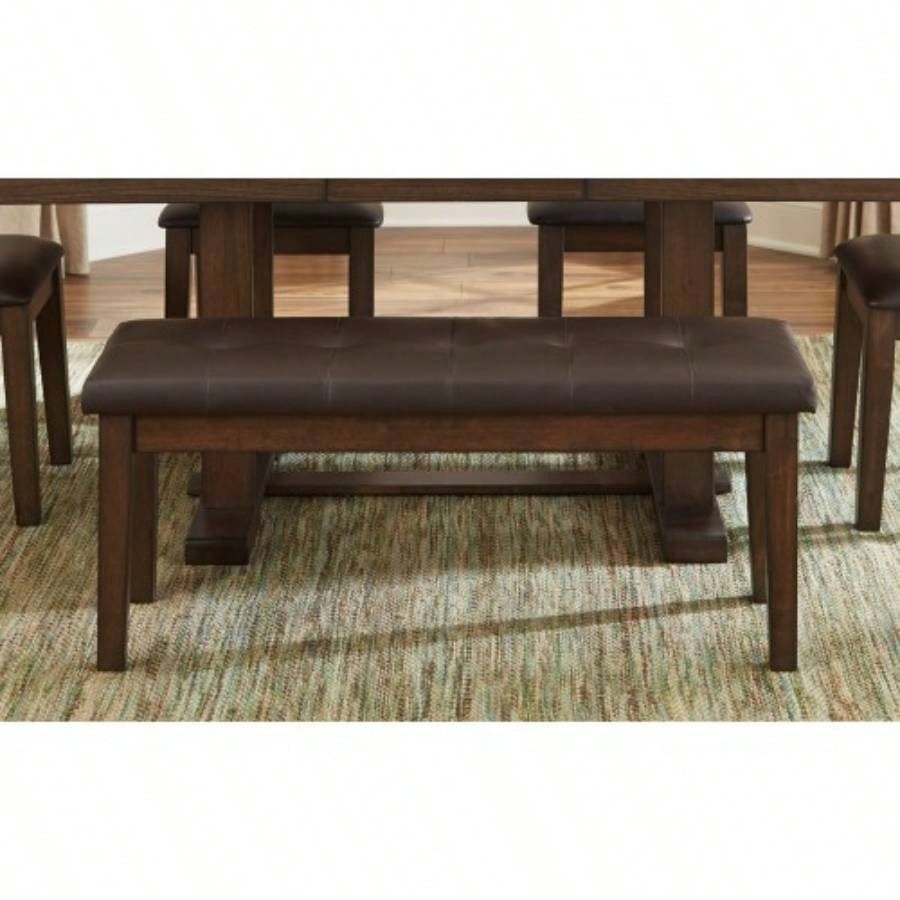 Transitional Dining Furniture 1pc Wooden Button - Tufted Light Rustic Brown Furniture