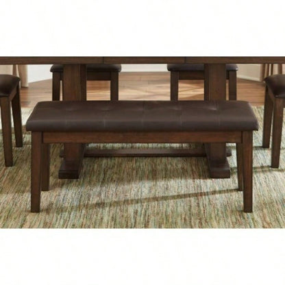 Transitional Dining Furniture 1pc Wooden Button - Tufted Light Rustic Brown Furniture