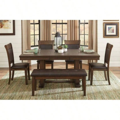 Transitional Dining Furniture 1pc Wooden Button - Tufted Light Rustic Brown Furniture
