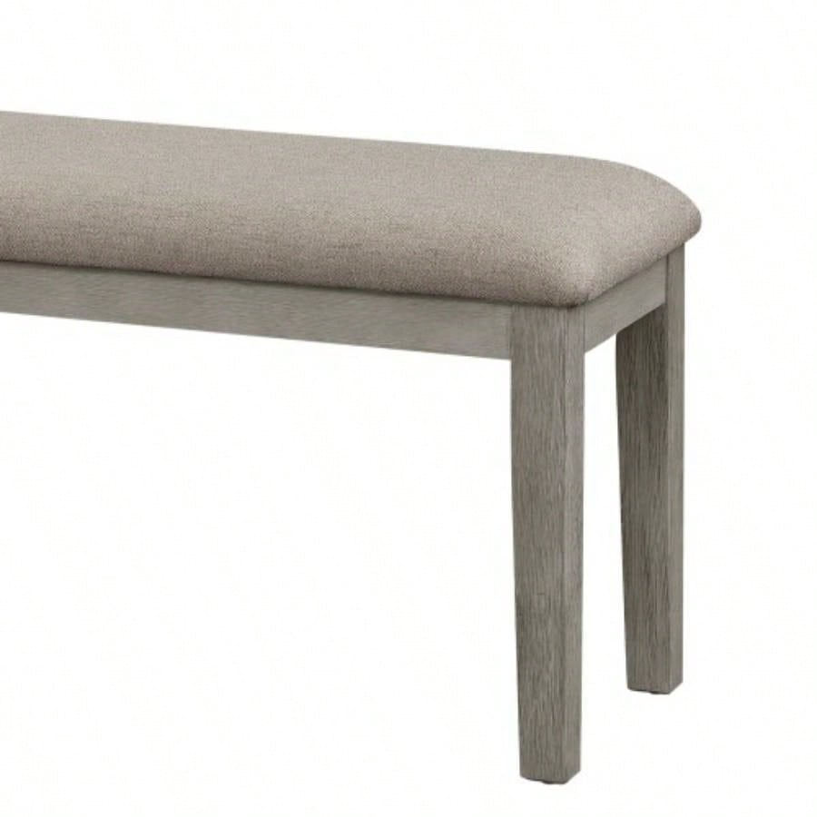 Fabric Upholstered 1pc Wire Brushed Light Gray Wooden Frame Dining Room Furniture