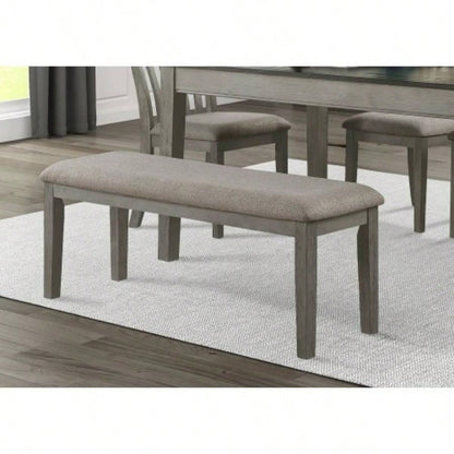 Fabric Upholstered 1pc Wire Brushed Light Gray Wooden Frame Dining Room Furniture