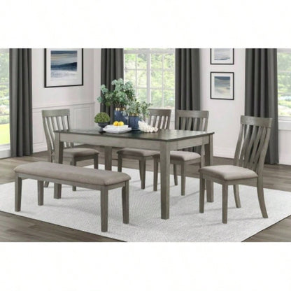 Fabric Upholstered 1pc Wire Brushed Light Gray Wooden Frame Dining Room Furniture