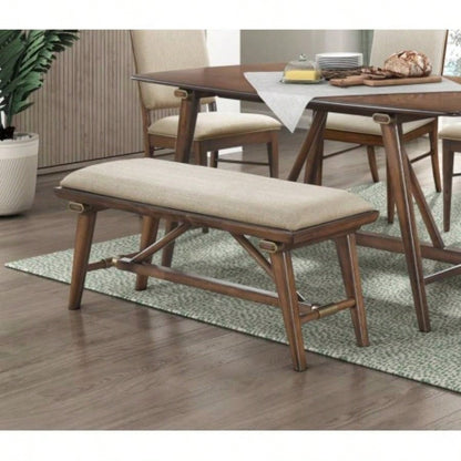 Modern Design 1pc Fabric Upholstered Brown Wooden Dining Kitchen Furniture