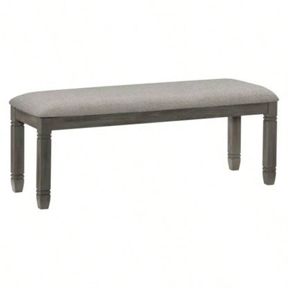 Wood Frame Dining 1pc Antique Gray Frame With Neutral Tone Gray Fabric