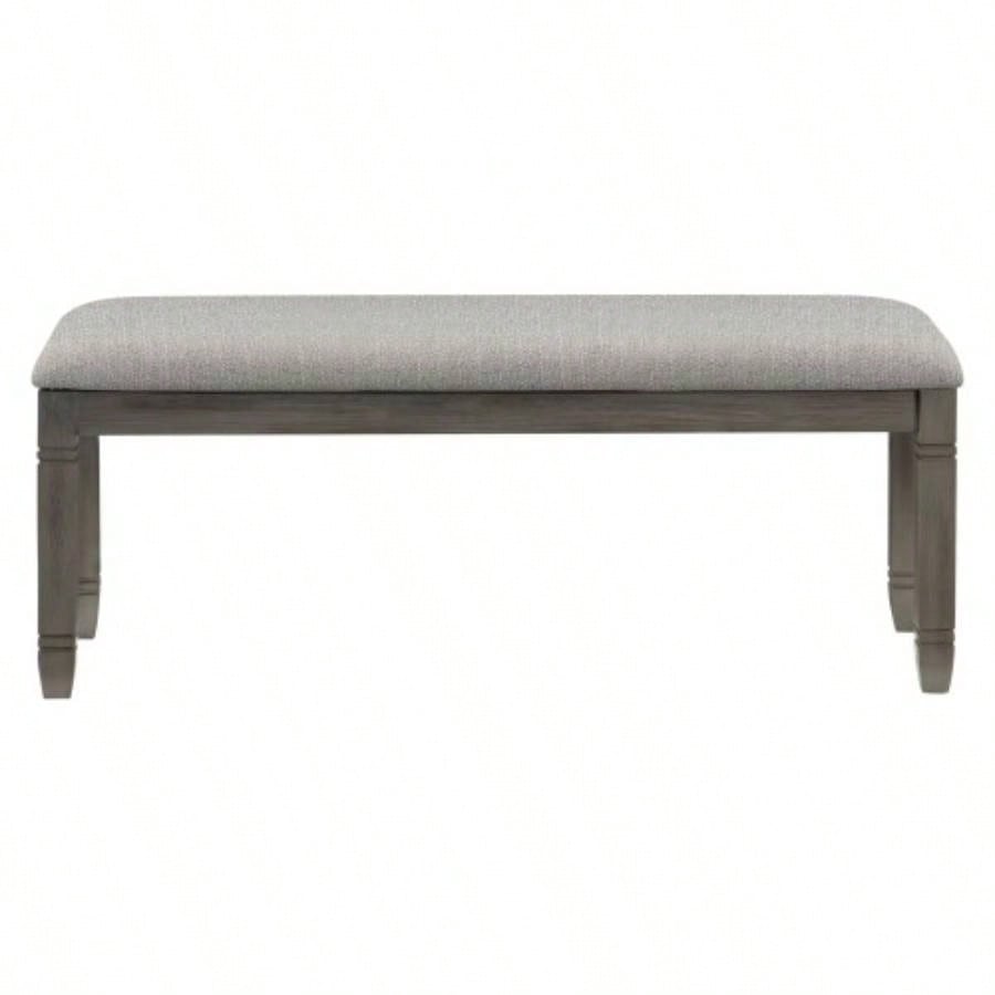 Wood Frame Dining 1pc Antique Gray Frame With Neutral Tone Gray Fabric