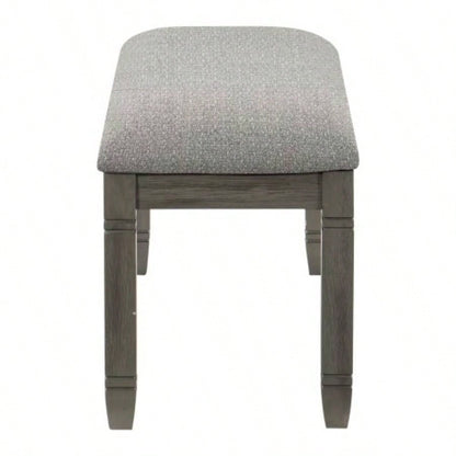 Wood Frame Dining 1pc Antique Gray Frame With Neutral Tone Gray Fabric