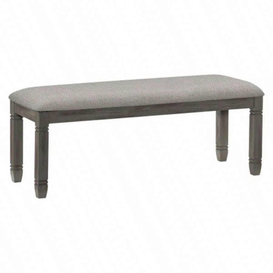 Wood Frame Dining 1pc Antique Gray Frame With Neutral Tone Gray Fabric