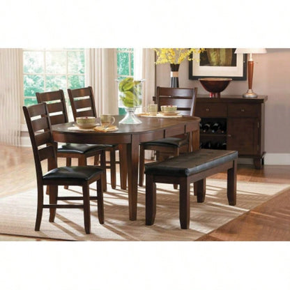 Dark Oak Wooden 1pc Faux Leather Upholstered Simple Dining Furniture