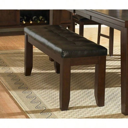 Dark Oak Wooden 1pc Faux Leather Upholstered Simple Dining Furniture
