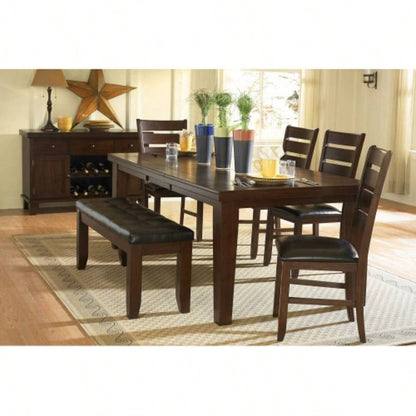Dark Oak Wooden 1pc Faux Leather Upholstered Simple Dining Furniture