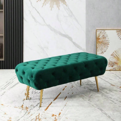 Sira Velvet Button Tufted with Gold Metal, Green