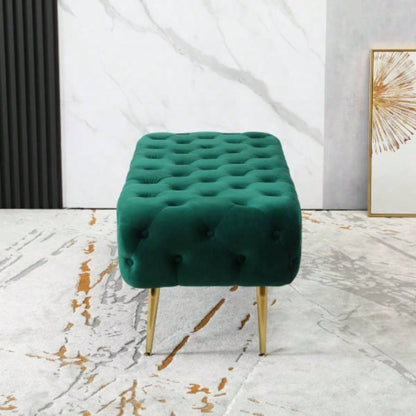 Sira Velvet Button Tufted with Gold Metal, Green
