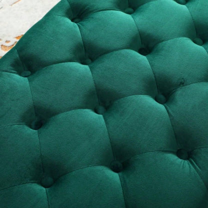 Sira Velvet Button Tufted with Gold Metal, Green