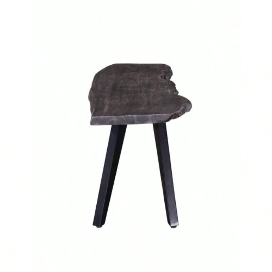 60 Inch Modern Dining, Acacia Wood Table, Live, Iron, Gray, Black