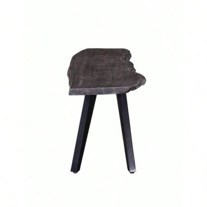 60 Inch Modern Dining, Acacia Wood Table, Live, Iron, Gray, Black