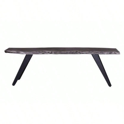 60 Inch Modern Dining, Acacia Wood Table, Live, Iron, Gray, Black