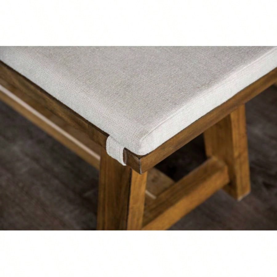 Modern Upholstery With Cushion Rustic Style Trestle Base Upholstered Brown And White
