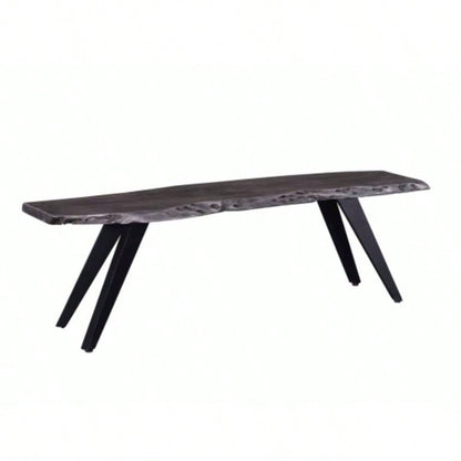60 Inch Modern Dining, Acacia Wood Table, Live, Iron, Gray, Black
