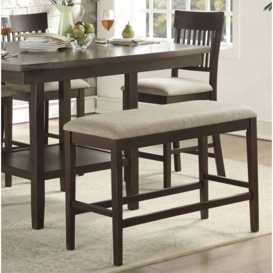 Dark Brown Counter Height 1pc Fabric Upholstered Casual Style Dining Room Furniture