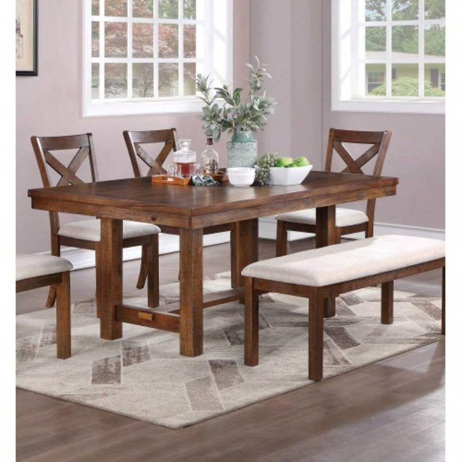 1pc Only Natural Brown Solid wood Contemporary Style Kitchen Dining Room Furniture Seating