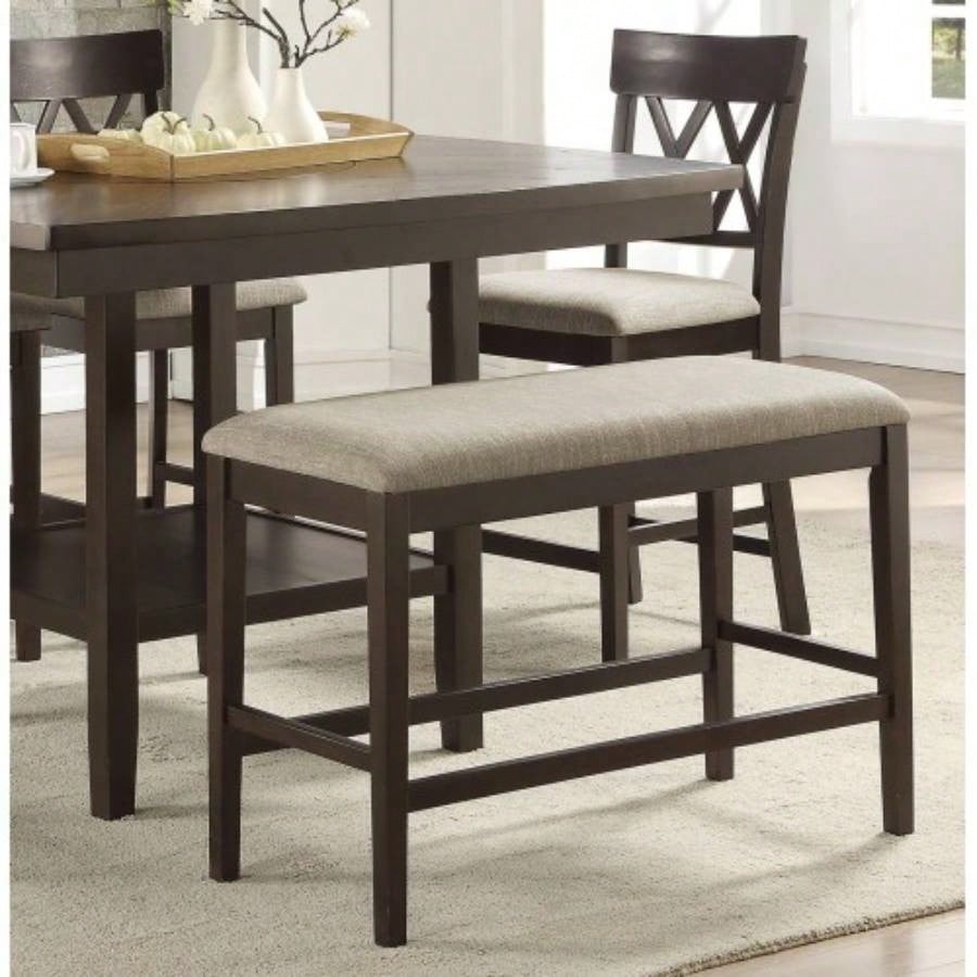 Dark Brown Counter Height 1pc Fabric Upholstered Casual Style Dining Room Furniture