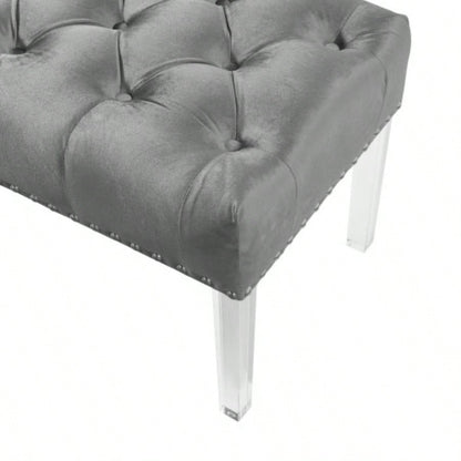 Valley Button Tufted Velvet Upholstered with Acrylic Leg, Gray