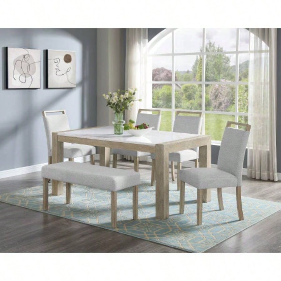 1pc Contemporary Upholstered Dining Beige Gray Dining Room Living Room Wooden Furniture