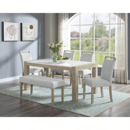 1pc Contemporary Upholstered Dining Beige Gray Dining Room Living Room Wooden Furniture