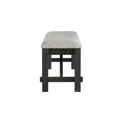 Cottage Style 1pc Upholstered Wheat Charcoal Dining Room Bedroom Wooden Furniture Standard Height