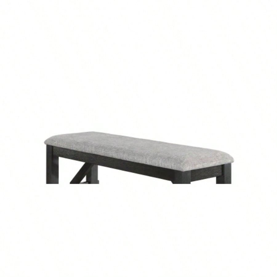 Cottage Style 1pc Upholstered Wheat Charcoal Dining Room Bedroom Wooden Furniture Standard Height