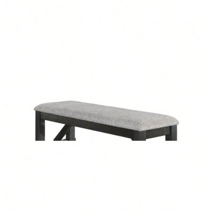 Cottage Style 1pc Upholstered Wheat Charcoal Dining Room Bedroom Wooden Furniture Standard Height